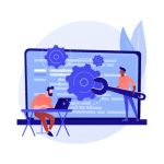 Custom style script vector concept metaphor DevOps, DataOps, MLOps